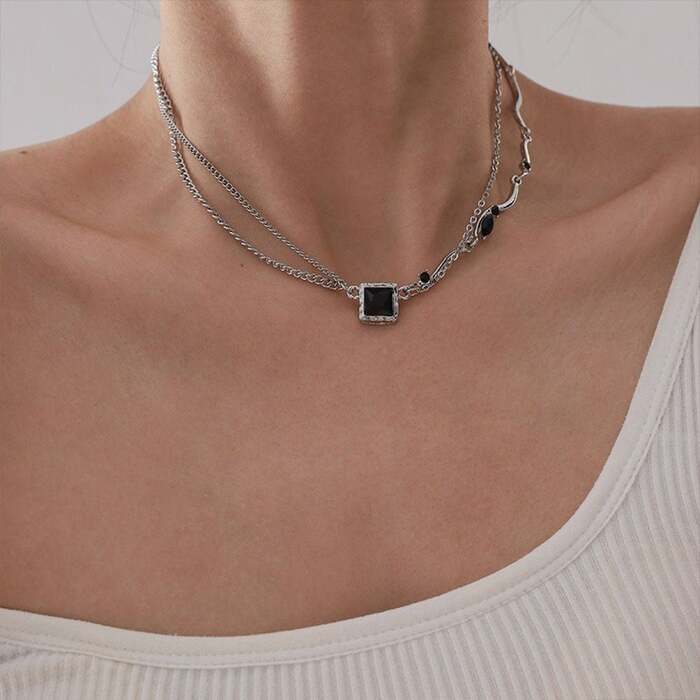 2連風チェーンネックレスレディース-4