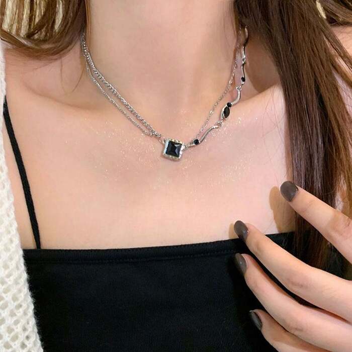 2連風チェーンネックレスレディース-5