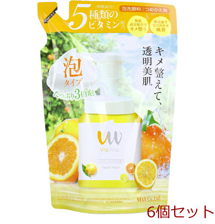 泡の洗顔料 ビタホイップ シャワーシトラスの香り 詰替用 250mL 6個セット-0