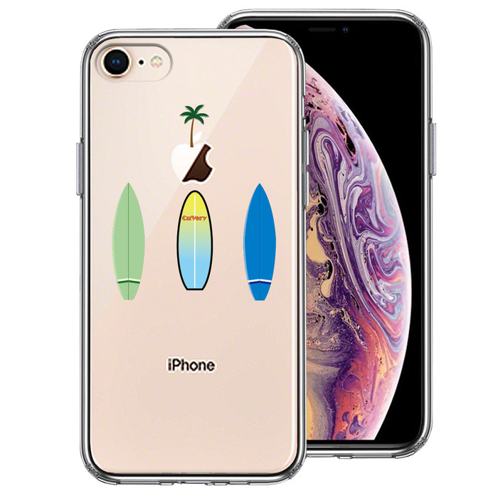 iPhone7 iPhone8 ケース クリア サーフボード スマホケース 側(cè)面ソフト 背面ハード ハイブリッド -0