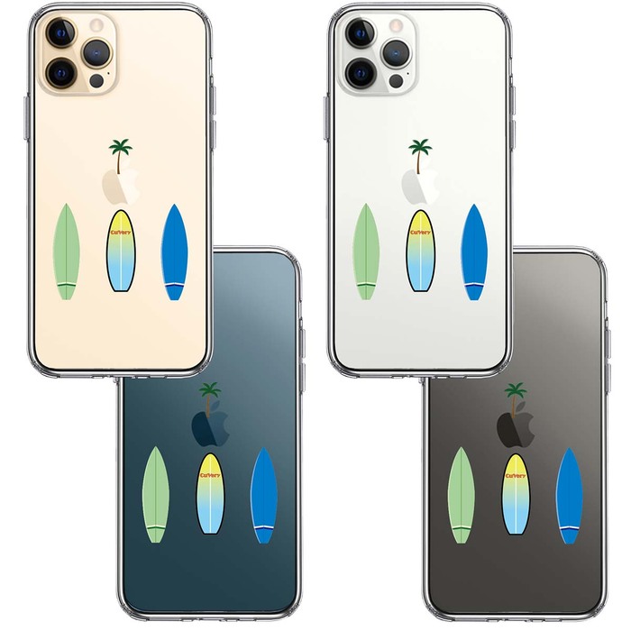 iPhone12Pro ケース クリア サーフボード スマホケース 側面ソフト 背面ハード ハイブリッド -1