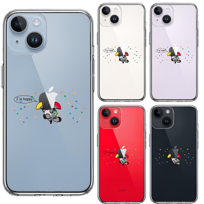 iPhone14 ケース クリア ぶんぶく茶釜 とっても幸せ スマホケース 側面ソフト 背面ハード ハイブリッド -1