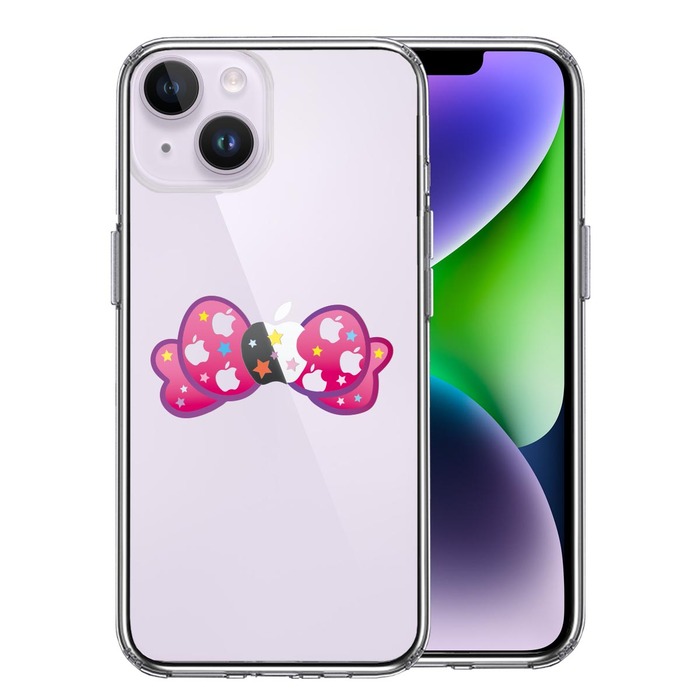 iPhone14 ケース クリア りぼん スマホケース 側面ソフト 背面ハード ハイブリッド -0