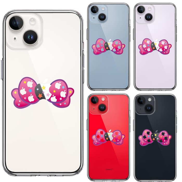 iPhone14 ケース クリア りぼん スマホケース 側面ソフト 背面ハード ハイブリッド -1