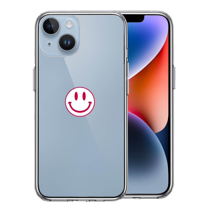 iPhone14 ケース クリア にこちゃん スマイル マーク スマホケース 側面ソフト 背面ハード ハイブリッド -0