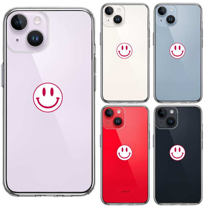 iPhone14 ケース クリア にこちゃん スマイル マーク スマホケース 側面ソフト 背面ハード ハイブリッド -1
