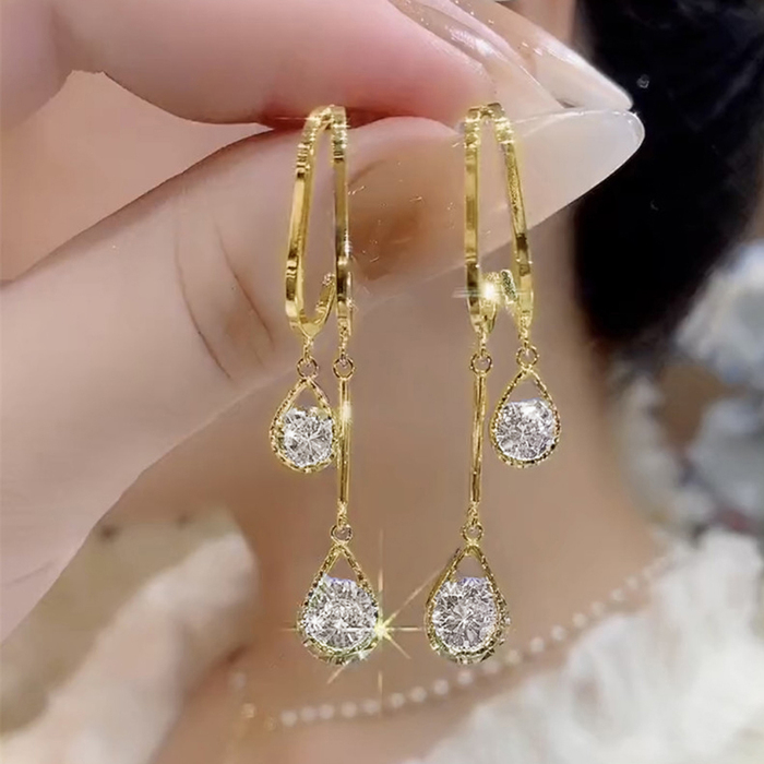 ドロップ ロングピアス レディース 小顔-0
