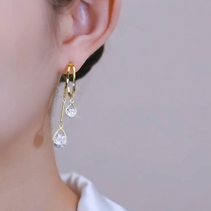 ドロップ ロングピアス レディース 小顔-5