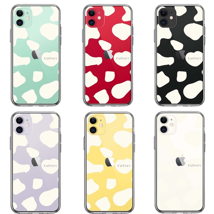 iPhone11 case clear animal pattern kau cow white smartphone case side soft the back side hard hybrid -1