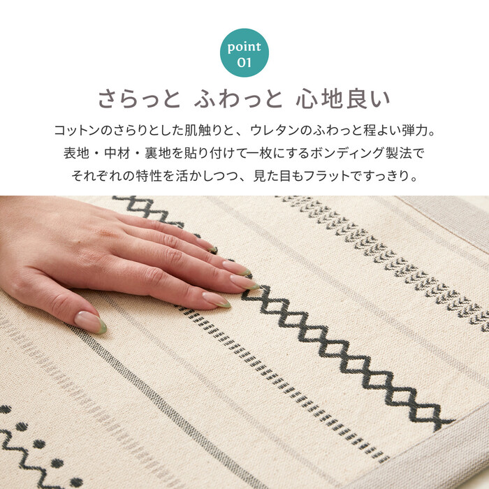 ラグ＆アンダーラグ2点セット ブルー 約185×240cm 洗濯機で洗える ボンディングラグ インド綿100% ティック-3