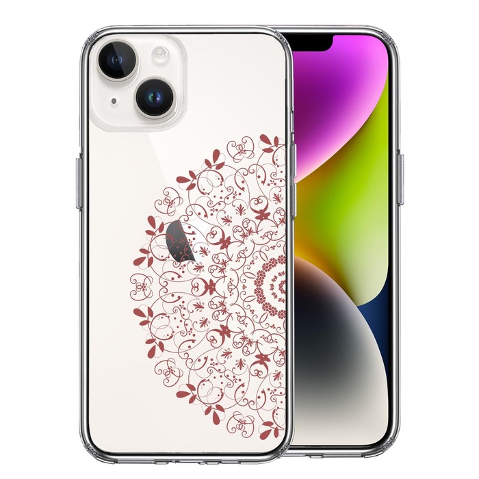 iPhone14Plus ケース クリア 曼荼羅 模様 2 スマホケース 側面ソフト 背面ハード ハイブリッド -0