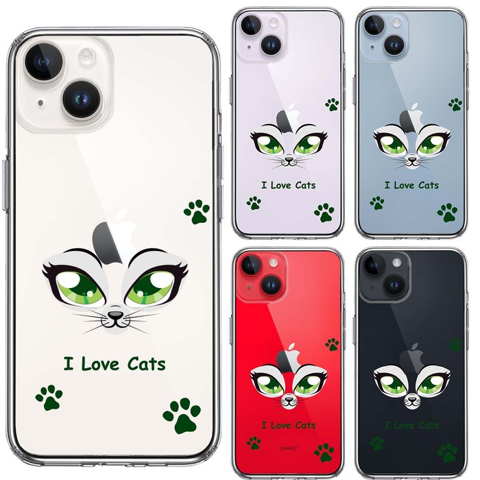 iPhone14Plus ケース クリア レイディー 猫 cats スマホケース 側面ソフト 背面ハード ハイブリッド -1