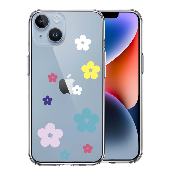 iPhone14 ケース クリア CuVery花柄 フローラル スマホケース 側面ソフト 背面ハード ハイブリッド -0