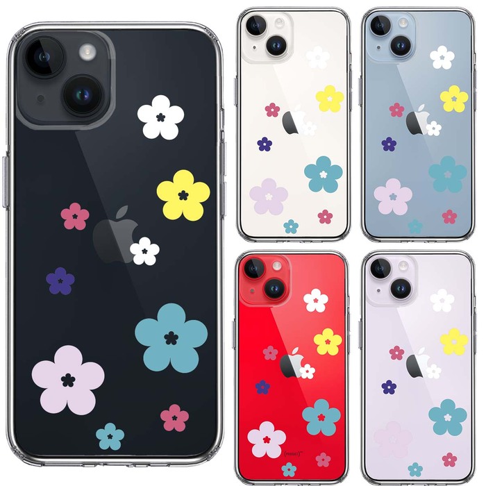 iPhone14 ケース クリア CuVery花柄 フローラル スマホケース 側面ソフト 背面ハード ハイブリッド -1