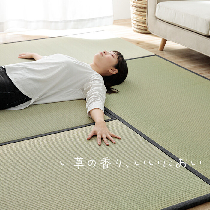 撥水 国産 い草 約88×176cm　日本製 置き畳 ユニット畳 簡単 和室 ナチュラル 単品 ライズ-1