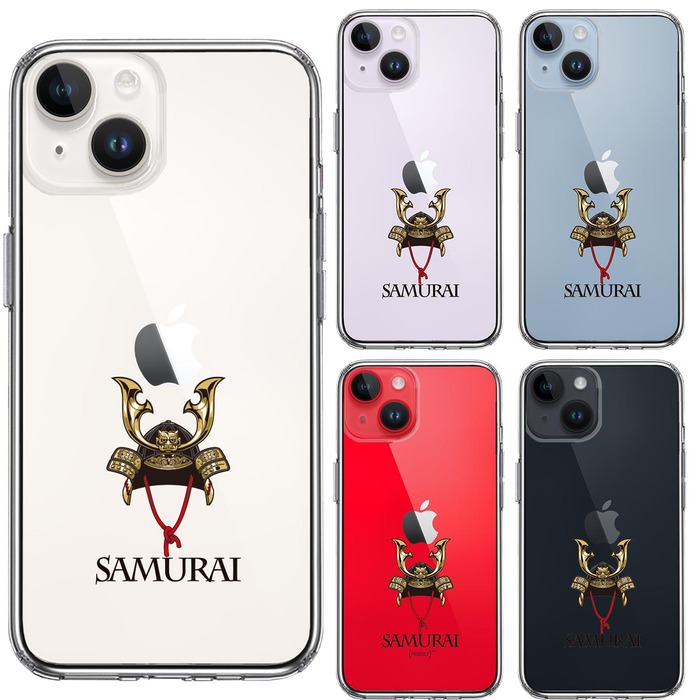 iPhone14 ケース クリア サムライ 兜 カブト スマホケース 側面ソフト 背面ハード ハイブリッド-1