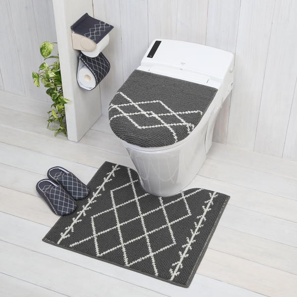  red wa Len toilet underfoot mat gray approximately 58×65cm 2 piece set -1