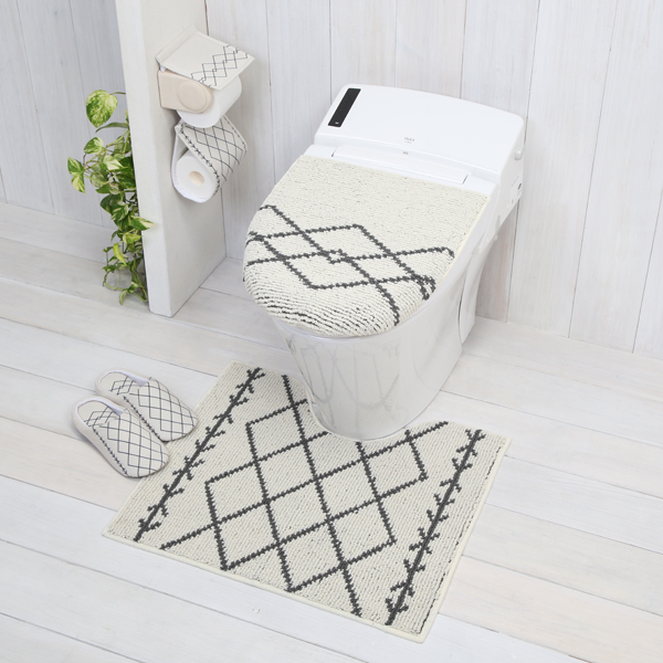  red wa Len toilet underfoot mat ivory approximately 58×65cm 2 piece set -1