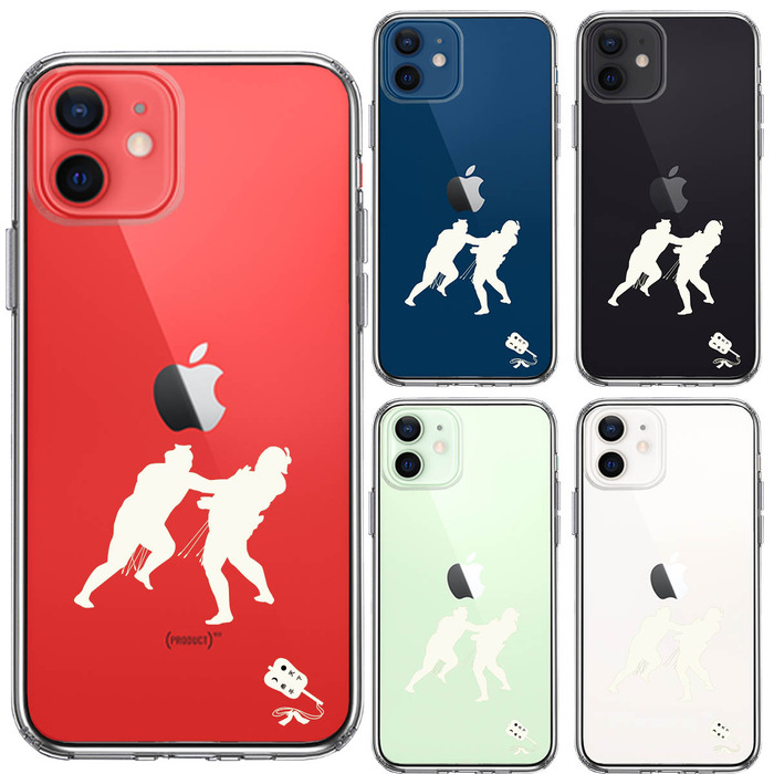 iPhone12 ケース クリア 相撲 おすもう 突き出し 白 スマホケース 側面ソフト 背面ハード ハイブリッド -1