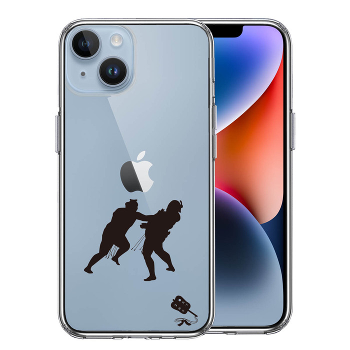 iPhone14 ケース クリア 相撲 おすもう 突き出し スマホケース 側面ソフト 背面ハード ハイブリッド -0