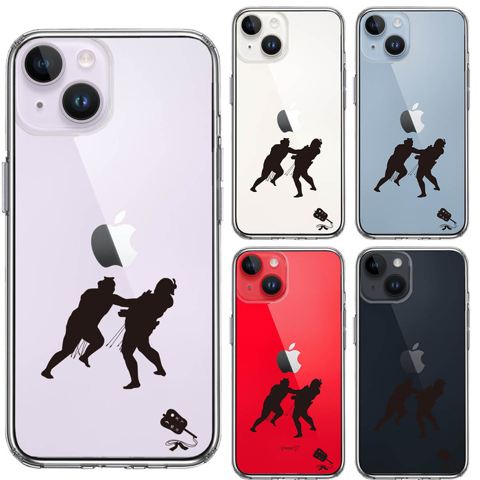 iPhone14 ケース クリア 相撲 おすもう 突き出し スマホケース 側面ソフト 背面ハード ハイブリッド -1
