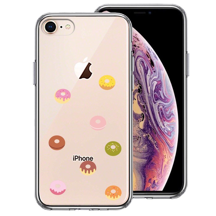 iPhone7 iPhone8 combined use case clear do- nuts doughnuts smartphone case side soft the back side hard hybrid -0