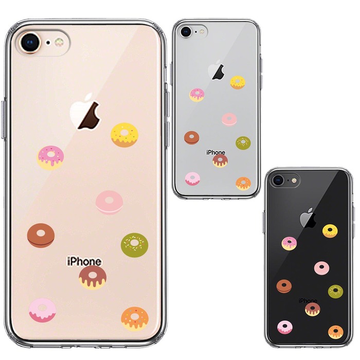 iPhone7 iPhone8 combined use case clear do- nuts doughnuts smartphone case side soft the back side hard hybrid -1