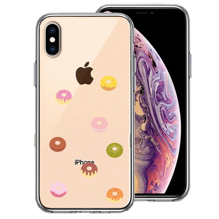 iPhoneX case iPhoneXS case clear do- nuts doughnuts smartphone case side soft the back side hard hybrid -0