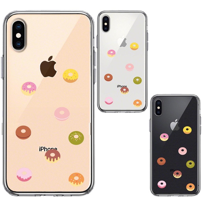 iPhoneX case iPhoneXS case clear do- nuts doughnuts smartphone case side soft the back side hard hybrid -1