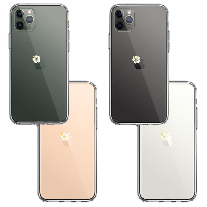 iPhone11pro ケース クリア りんご に ハイビスカス スマホケース 側面ソフト 背面ハード ハイブリッド -1