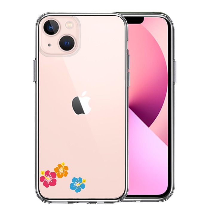 iPhone13 ケース クリア ちっちゃい ハイビスカス スマホケース 側面ソフト 背面ハード ハイブリッド -0
