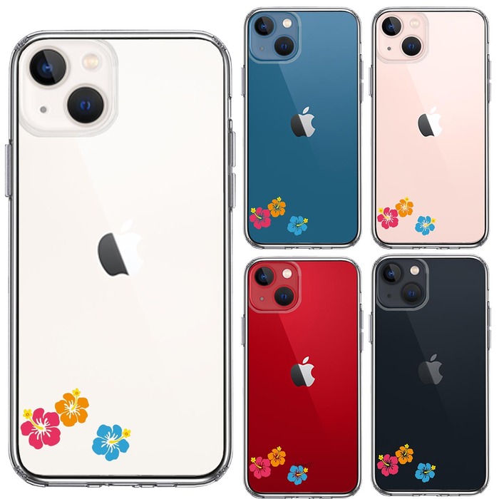 iPhone13 ケース クリア ちっちゃい ハイビスカス スマホケース 側面ソフト 背面ハード ハイブリッド -1