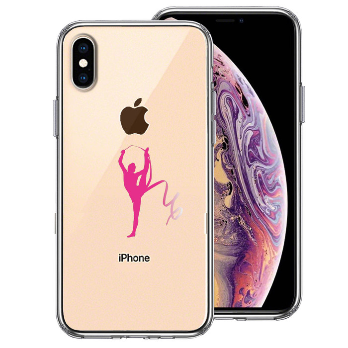 iPhoneX case iPhoneXS case clear rhythmic sports gymnastics ribbon smartphone case side soft the back side hard hybrid -0