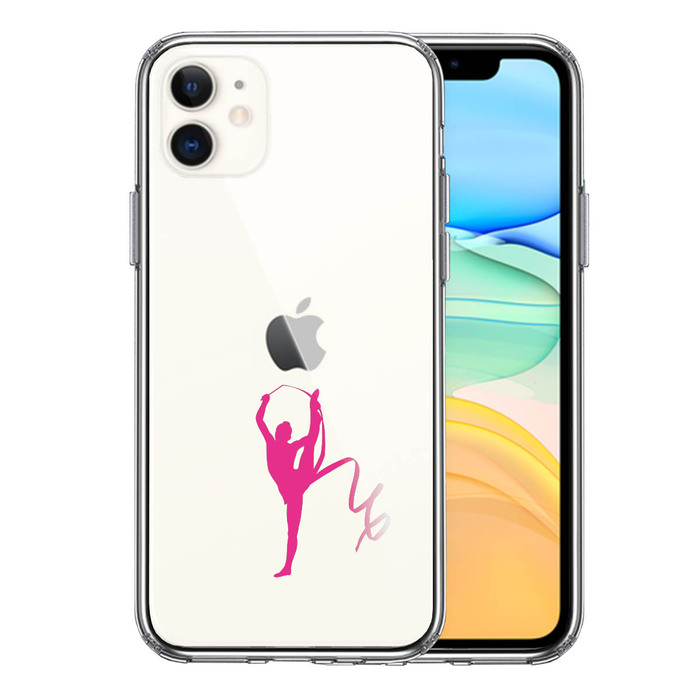 iPhone11 ケース クリア 新体操 リボン スマホケース 側面ソフト 背面ハード ハイブリッド-0