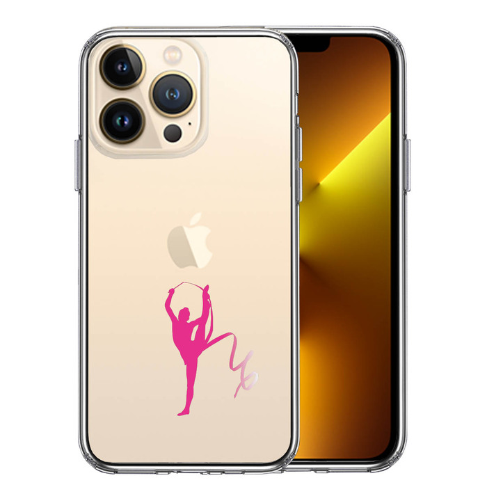 iPhone13Pro ケース クリア 新体操 リボン スマホケース 側面ソフト 背面ハード ハイブリッド-0