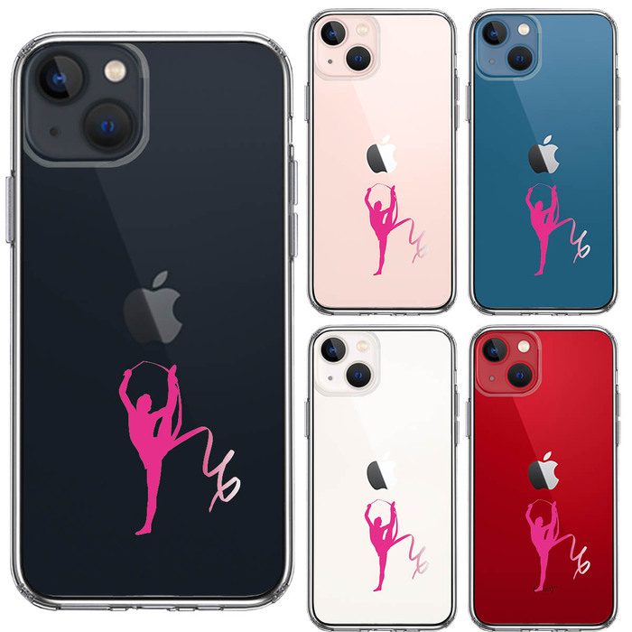 iPhone13 ケース クリア 新体操 リボン スマホケース 側面ソフト 背面ハード ハイブリッド-1