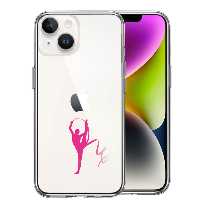 iPhone14Plus ケース クリア 新体操 リボン スマホケース 側面ソフト 背面ハード ハイブリッド-0