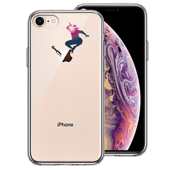 iPhone8 ケース クリア 忍者 手裏剣 クナイ スマホケース 側面ソフト 背面ハード ハイブリッド-0