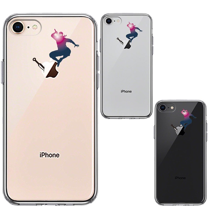 iPhone8 ケース クリア 忍者 手裏剣 クナイ スマホケース 側面ソフト 背面ハード ハイブリッド-1