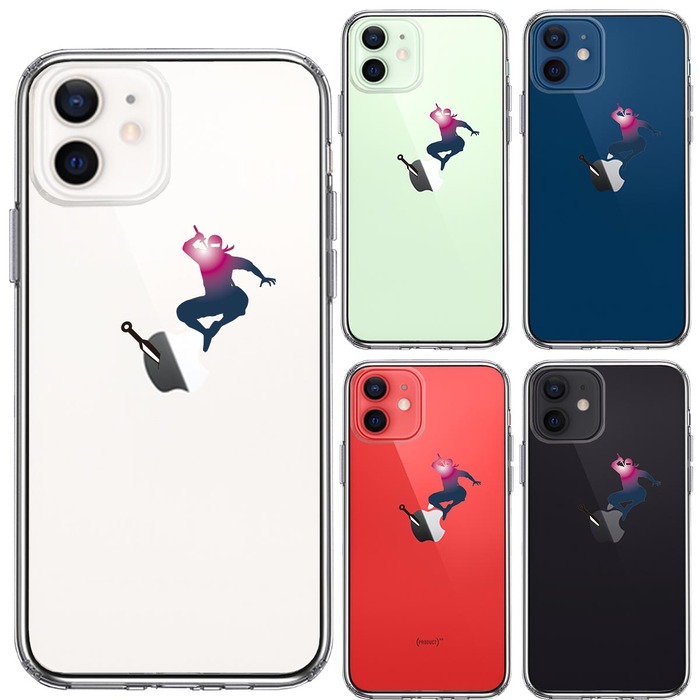 iPhone12mini ケース クリア 忍者 手裏剣 クナイ スマホケース 側面ソフト 背面ハード ハイブリッド-1