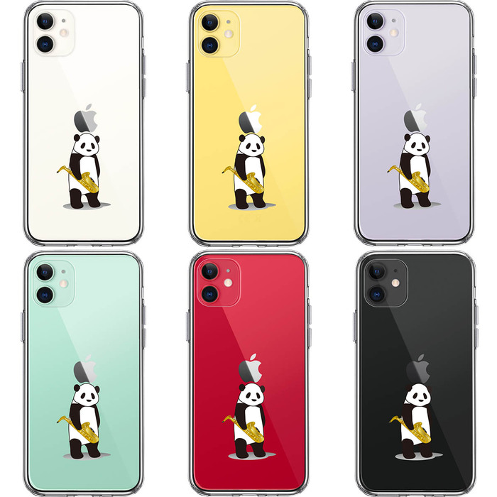 iPhone11 case clear sax Panda smartphone case side soft the back side hard hybrid -1