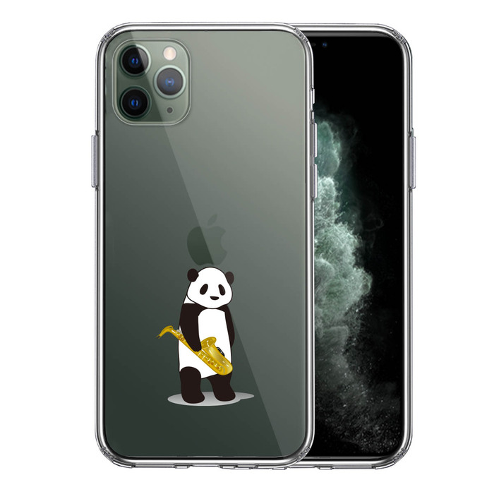 iPhone11pro ケース クリア サックス パンダ スマホケース 側面ソフト 背面ハード ハイブリッド-0