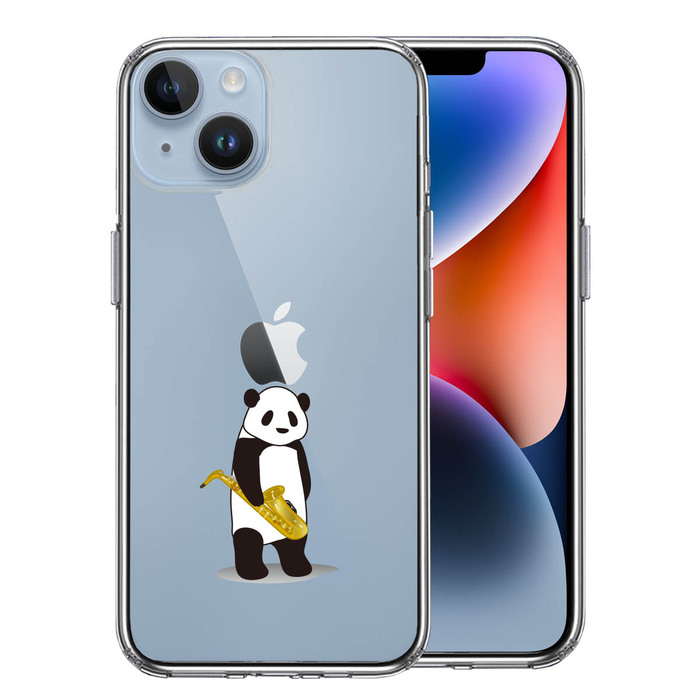 iPhone14 ケース クリア サックス パンダ スマホケース 側面ソフト 背面ハード ハイブリッド-0