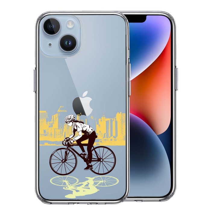 iPhone14Plus ケース クリア スポーツサイクリング　女子2 スマホケース 側面ソフト 背面ハード ハイブリッド -0