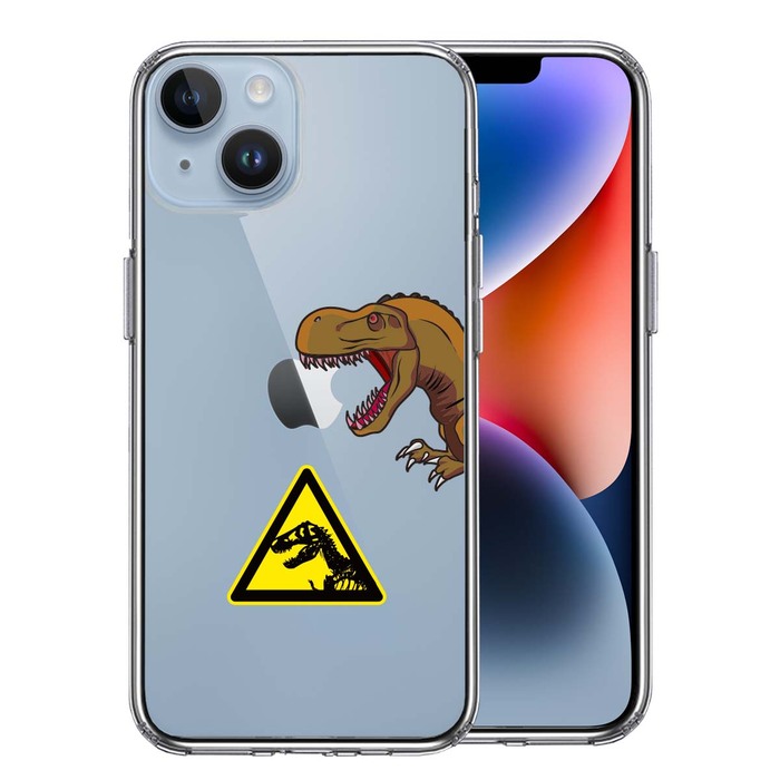 iPhone14Plus ケース クリア 肉食恐竜 スマホケース 側面ソフト 背面ハード ハイブリッド -0