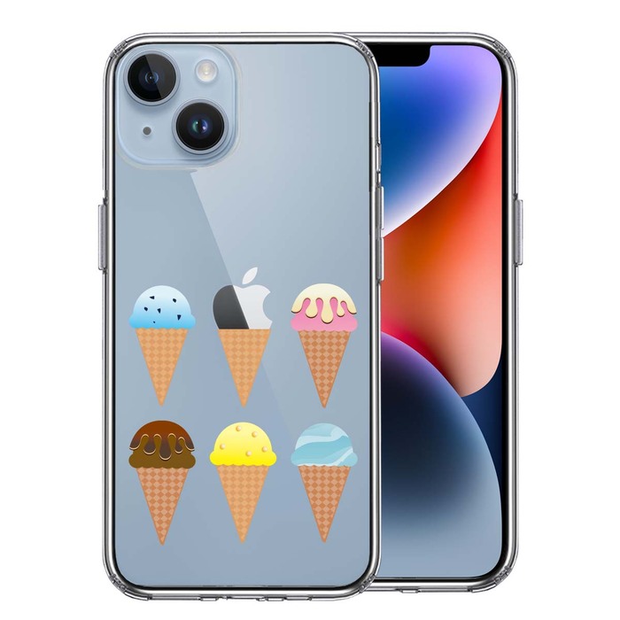 iPhone14Plus ケース クリア アイスクリーム スマホケース 側面ソフト 背面ハード ハイブリッド -0