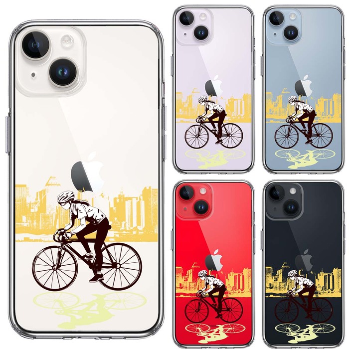 iPhone14 ケース クリア スポーツサイクリング　女子2 スマホケース 側面ソフト 背面ハード ハイブリッド -1