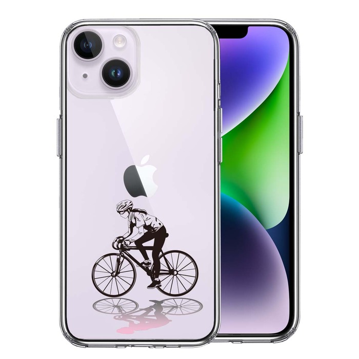 iPhone14 ケース クリア スポーツサイクリング　女子1 スマホケース 側面ソフト 背面ハード ハイブリッド -0