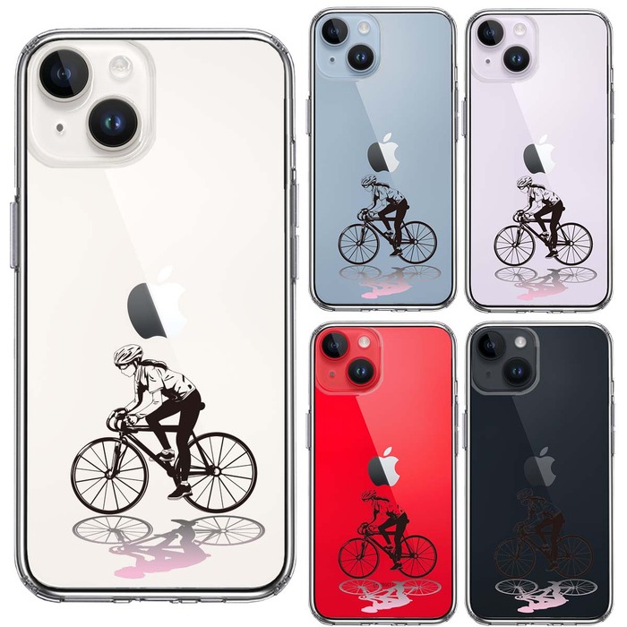iPhone14 ケース クリア スポーツサイクリング　女子1 スマホケース 側面ソフト 背面ハード ハイブリッド -1