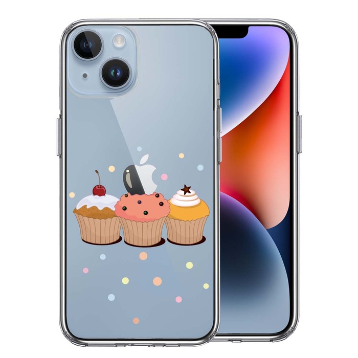 iPhone14 ケース クリア カップケーキ 2 スマホケース 側面ソフト 背面ハード ハイブリッド -0